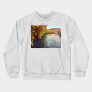 Peaceful river through the hills in Switzerland Crewneck Sweatshirt